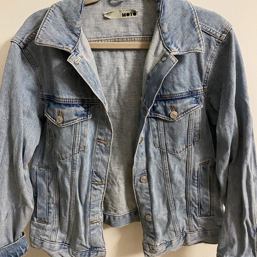 Topshop Oversized Moto Denim Jacket